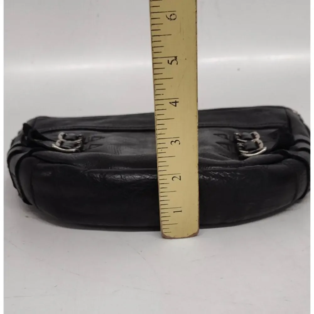 FRYE BLACK LEATHER SELENA BELTED CROSSBODY BAG
